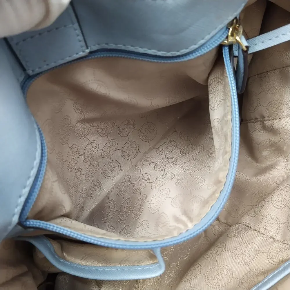 Michael Kors Blue Leather Carryall Double Handles Satchel Shoulder Bag